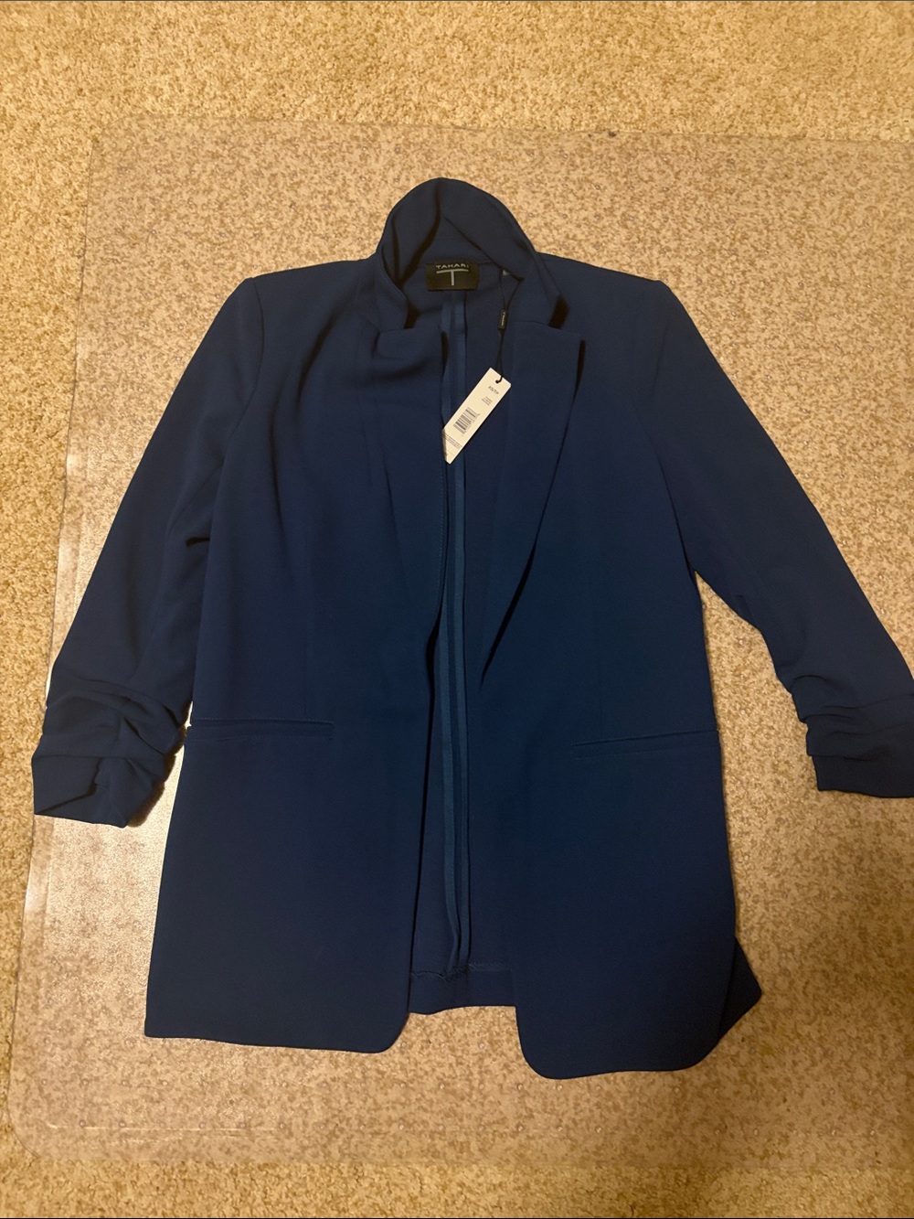 Tahari Ruched-Sleeve Open-Front Blazer NWT Size XS